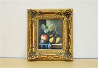 Signed Fruit Still Life Oil on Canvas Painting