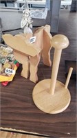 WOOD DONKEY AND PAPER TOWEL HOLDER