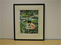 Child in Flower Field, Signed Serigraph