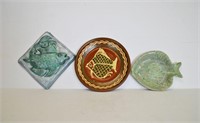 Trio of Fish Themed Artisan Pottery