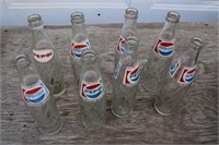 8 Vintage 10.6 fl oz Pepsi Bottles