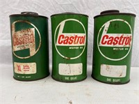 3 Castrol quart oil tins