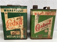 2 Wakefield Castrol gallon oil tins