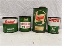 4 assorted Castrol grease & oil tins