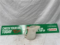 Castrol sign & jug