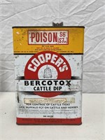 Coopers Bercotox cattle dip 1 gallon tin