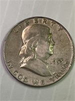 1953 D Franklin Silver half dollar