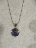 UNIQUE STERLING SILVER NECKLACE WITH LAPIS AND
