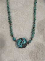 ORNATE STERLING SILVER NECKLACE WITH TURQUOISE