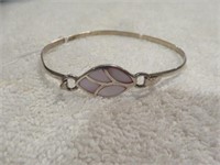PETITE STERLING SILVER BANGLE WITH MOTHER OF PEARL