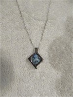 STERLING SILVER NECKLACE WITH BLUE TOPAZ STONE