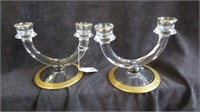 PAIR GOLD TRIMMED CANDLEHOLDERS