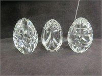 (3) CRYSTAL EGG PAPERWEIGHTS 4.25"T