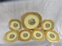 7PC ATLAS CHINA 22 KT GOLD CAKE SET 9.5"