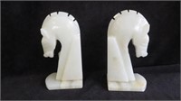 PAIR ONYX HORSE HEAD BOOKENDS 9"T