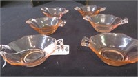 6PC HEISEY HANDLED NUT DISHES 1"T X 4.5"W