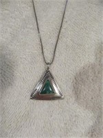 STERLING SILVER AND GREEN TURQUOISE PENDANT