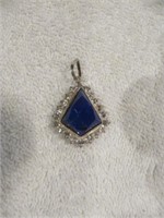 STERLING SILVER,LAPIS AND RHINESTONE PENDANT