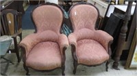 PAIR ANTIQUE VICTORIAN STYLE PARLOR CHAIRS