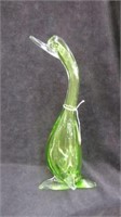 ART GLASS GREEN GOOSE 12.75"T