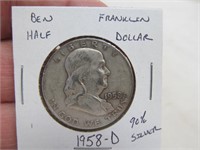 Ben Franklin half dollar, 1958-D