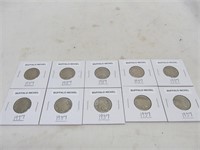 10 Buffalo Nickels, 1937