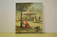 Charles Parker Oil on Canvas Carousel Painting