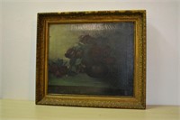 19th Century Oil on Canvas Rose Painting