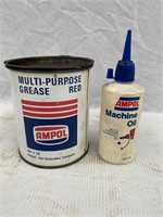 Ampol 1 lb grease tin & Machine oiler