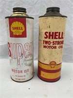 Shell 2 stroke & Super quart oil tins