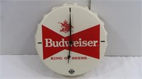 Budweiser Plastic Clock-Battery Op.-9" Rd
