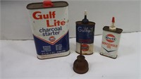 Vintage Gulf Oil Cans & Charcoal Starter