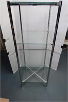 Glass Bi-fold Display Stand w/4 Adjustable Shelves