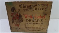 Vintage White Label Deware Whiskey Wooden Box