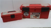 2 Plastic Red Toolboxes w/Contents