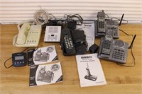 large lot of telephones