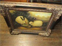 Framed Print of Rabbits Signed-Nice Frame