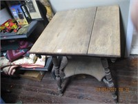 Antique Unusual Oak Lamp Table-28T x 23 x 23W-see