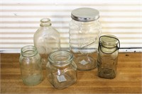 Large mason jar, vintage jars, and more!