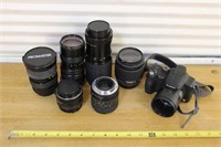Lot of vintage camera lenses