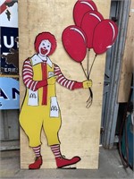 Ronald McDonald perspex sign, has had a repair