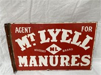 Original Mt Lyell manure enamel post mount sign