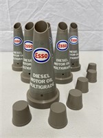 6 x Esso diesel oil bottle tops & caps