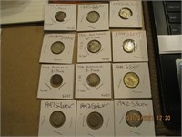 12 Foreign Coins w/1940's Dates