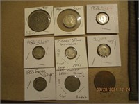 9 Foreign Coins w/1950's Dates
