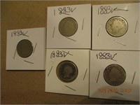 5 V Nickels 1883