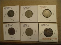 6 V Nickels 1892