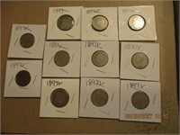 11 V Nickels-1890-1897