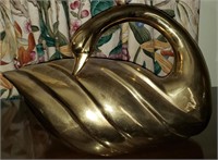 Large Heavy Brass Swan