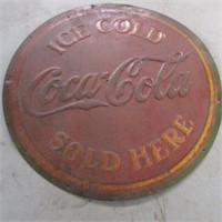 1920'S /30'S COCA COLA SOLD HERE SIGN 19.75" DIAM